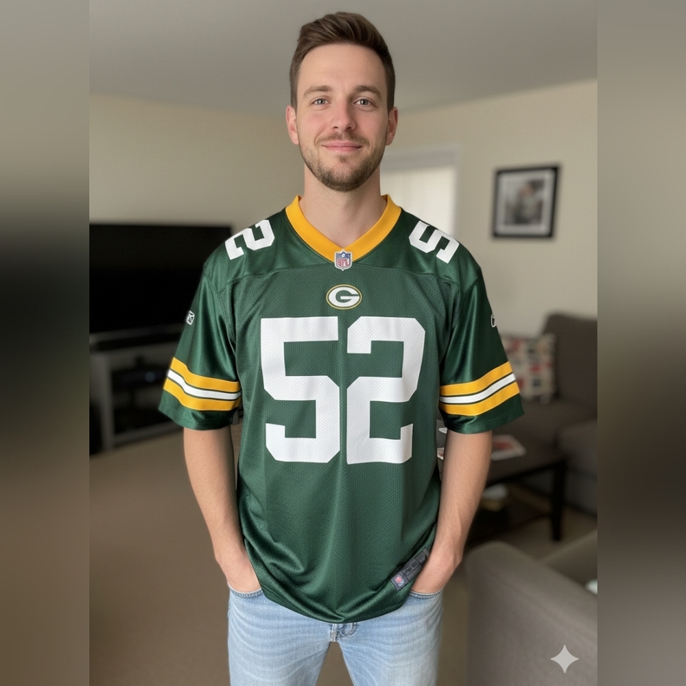 Vintage NFL Green Bay Packers Clay Matthews 52 Men's Jersey Green Size L Reebok